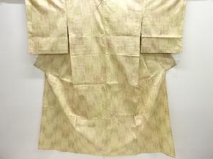 アンティーク　更紗模様織り出し十日町紬単衣着物